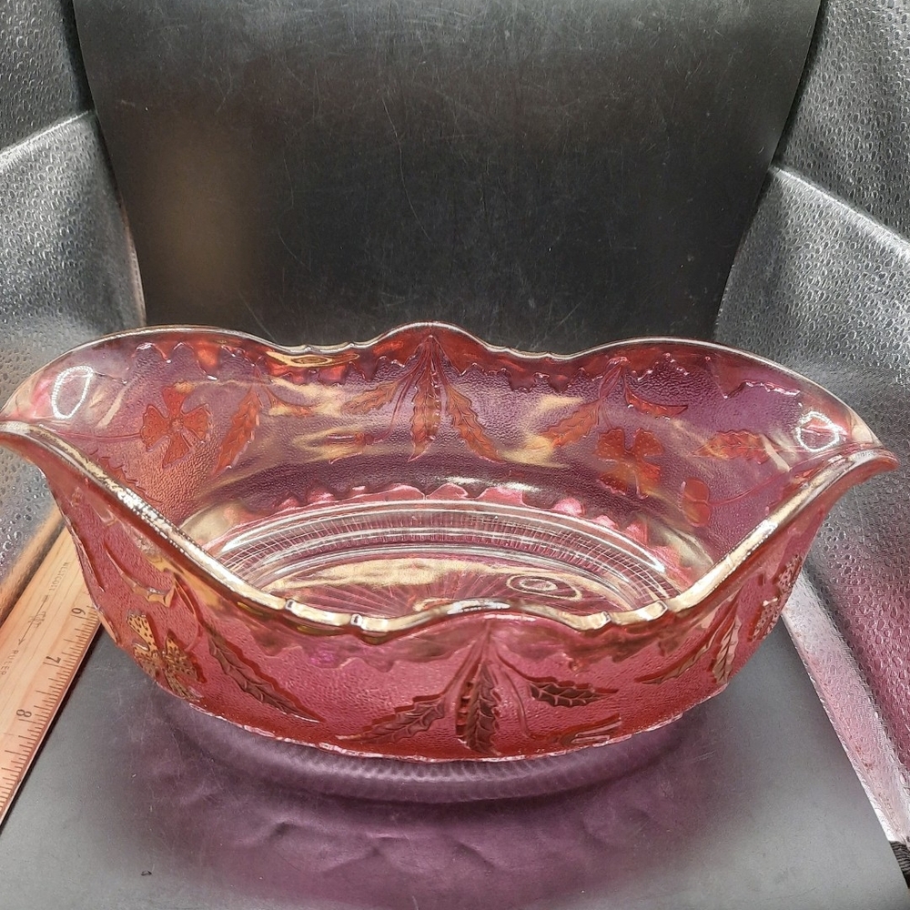 Antique U S Glass Co No. 15065 « Delaware Pattern » Cranberry Flash and Gold Bri